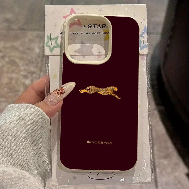 Phone Accessories Red - Fashion Leopard Wine Red Soft Phone
