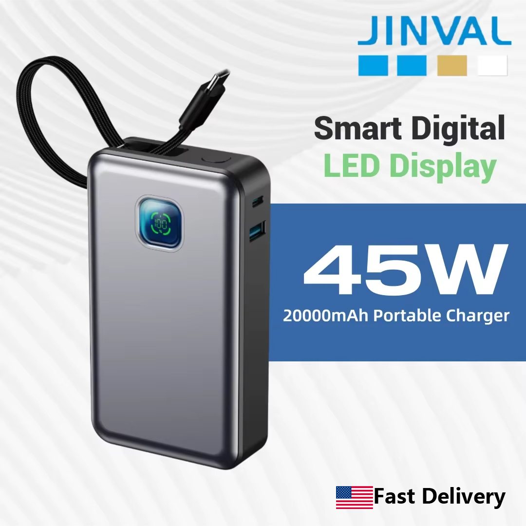 Portable Charger 20000Mah - JINVAL 20000mAh PD45W Power Bank LED