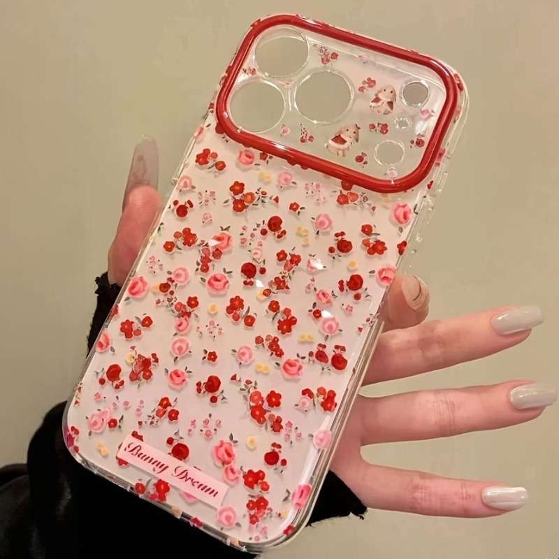 Phone Accessories Red - Lovely Cartoon Red Flowers Pattern Phone