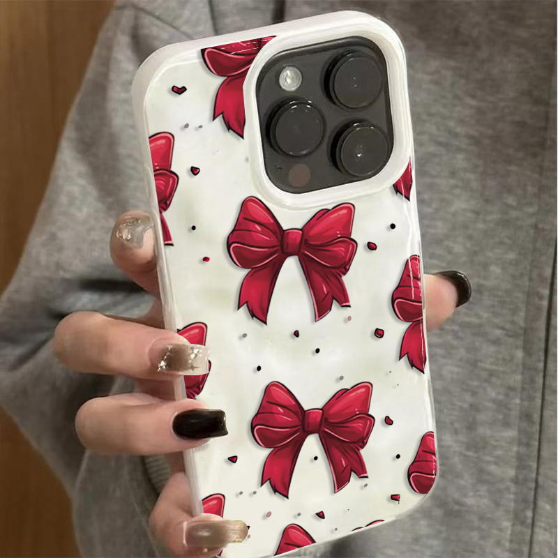 White Red Bow Pattern Phone Ca - Phone Accessories Red 评论和价格
