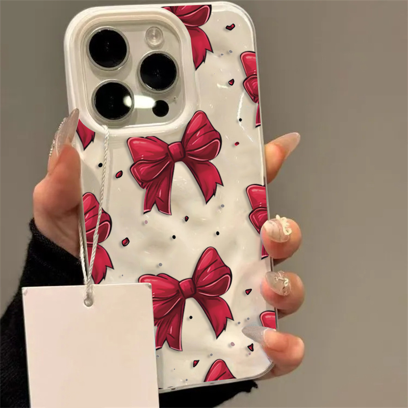 White Red Bow Pattern Phone Ca - Phone Accessories Red 评论和价格
