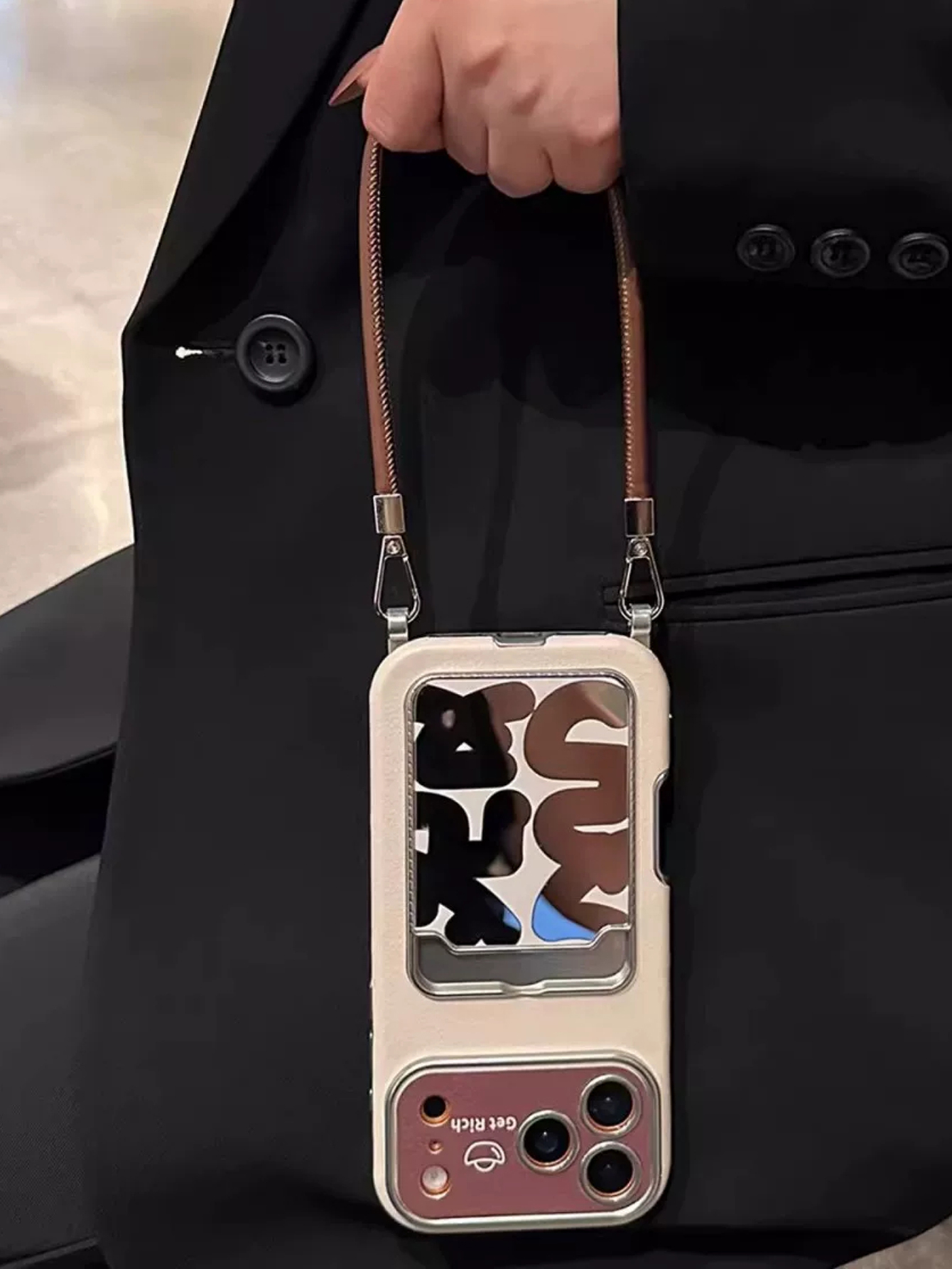 Luxury Leather Mirror Card Hol - Phone Accessories Hippers 评论和价格