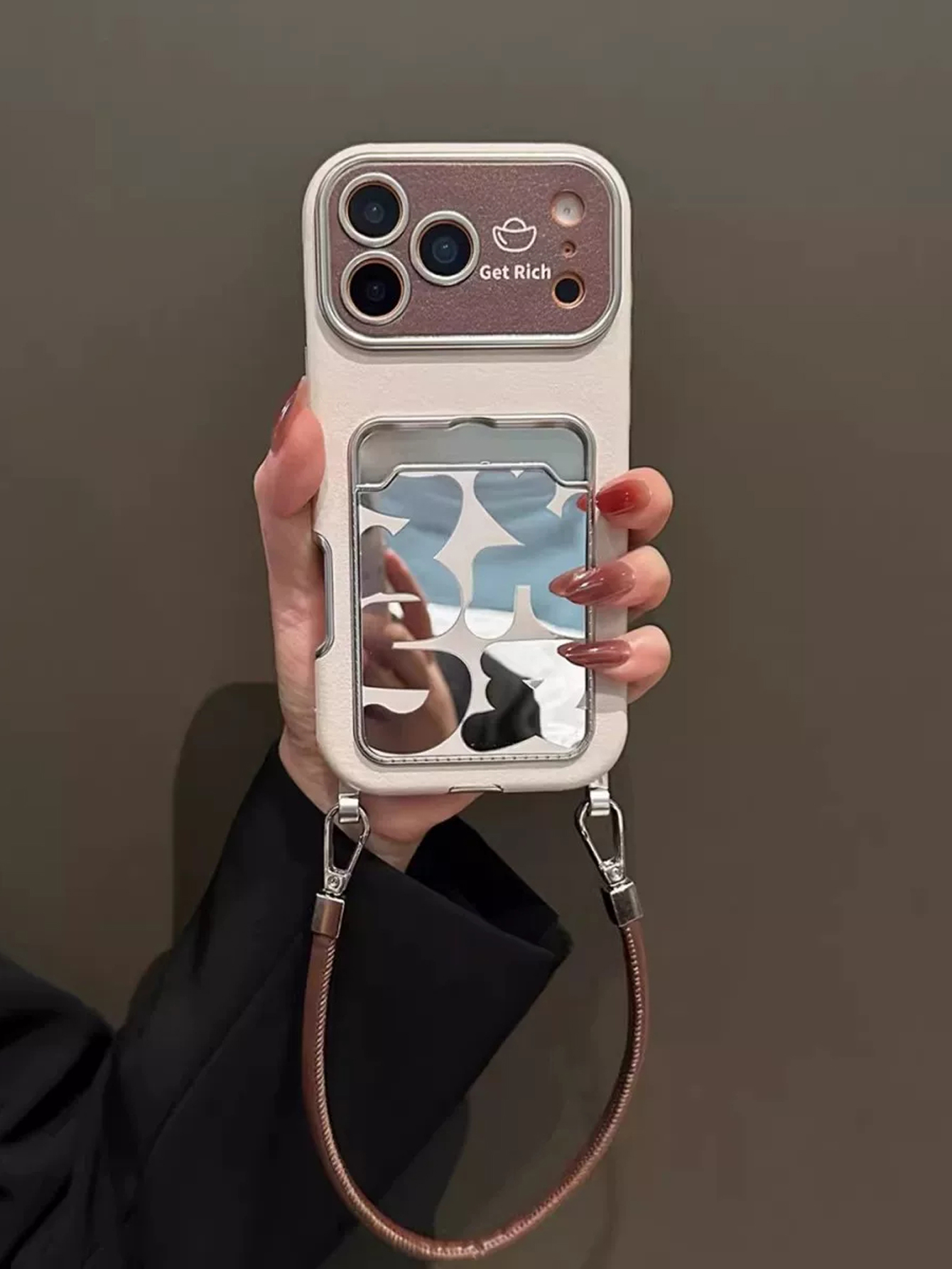Luxury Leather Mirror Card Hol - Phone Accessories Hippers 评论和价格