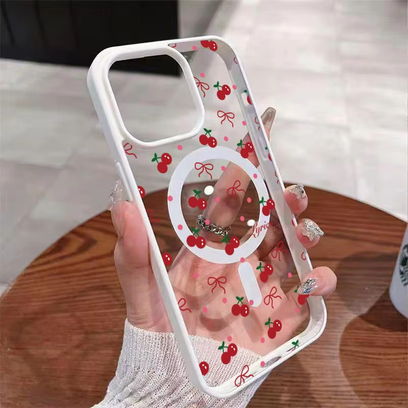 Red Cherry Printed Magnetic Ph - Phone Accessories Red 评论和价格