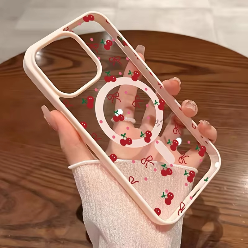Red Cherry Printed Magnetic Ph - Phone Accessories Red 评论和价格