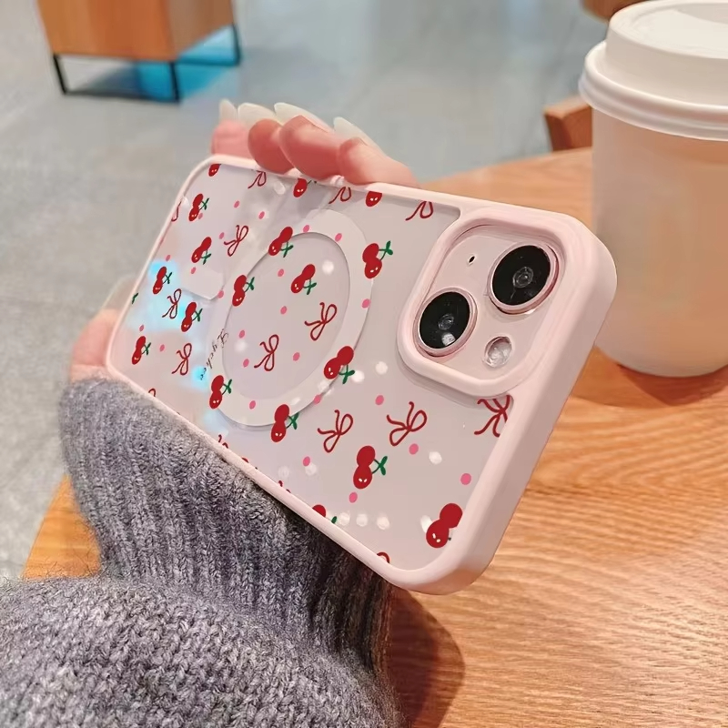 Red Cherry Printed Magnetic Ph - Phone Accessories Red 评论和价格