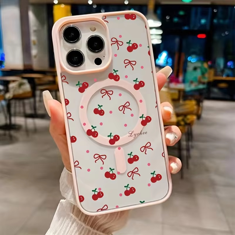 Red Cherry Printed Magnetic Ph - Phone Accessories Red 评论和价格