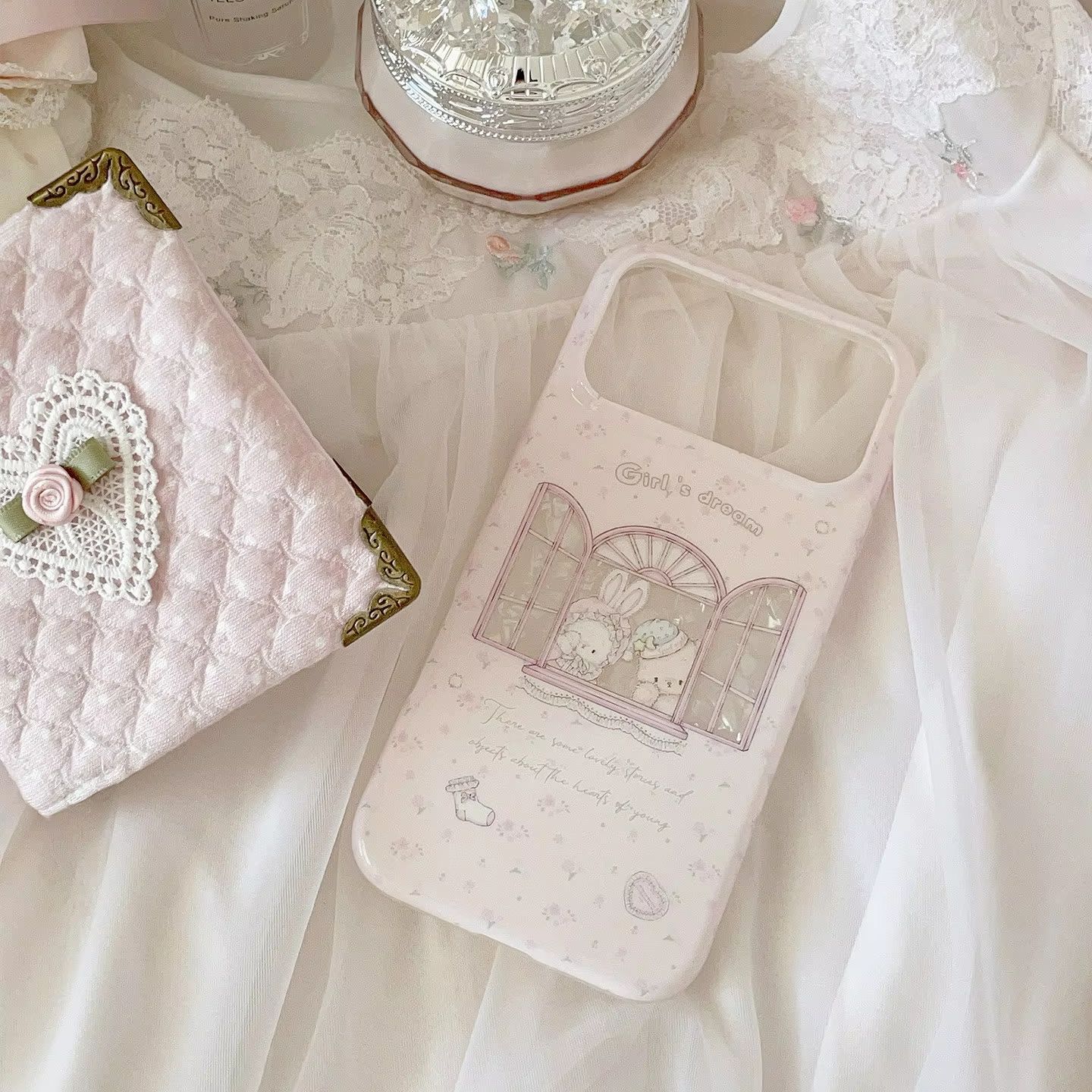 Kawaii Bunny Bear Floral Pink  - Phone Accessories For Girls 评论和价格