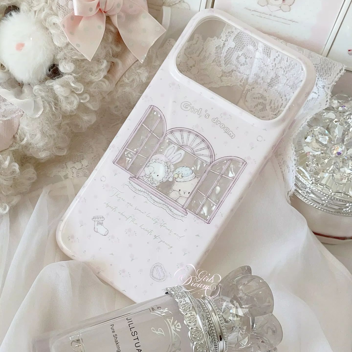 Kawaii Bunny Bear Floral Pink  - Phone Accessories For Girls 评论和价格