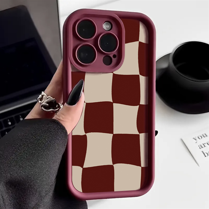 Wine Red Deform Grid Pattern P - Phone Accessories Red 评论和价格