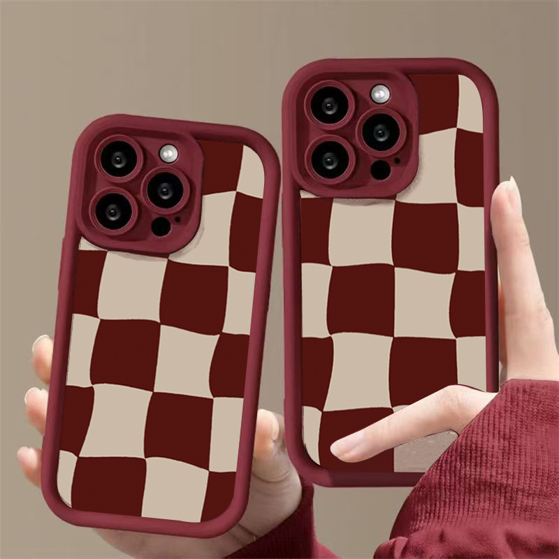 Wine Red Deform Grid Pattern P - Phone Accessories Red 评论和价格