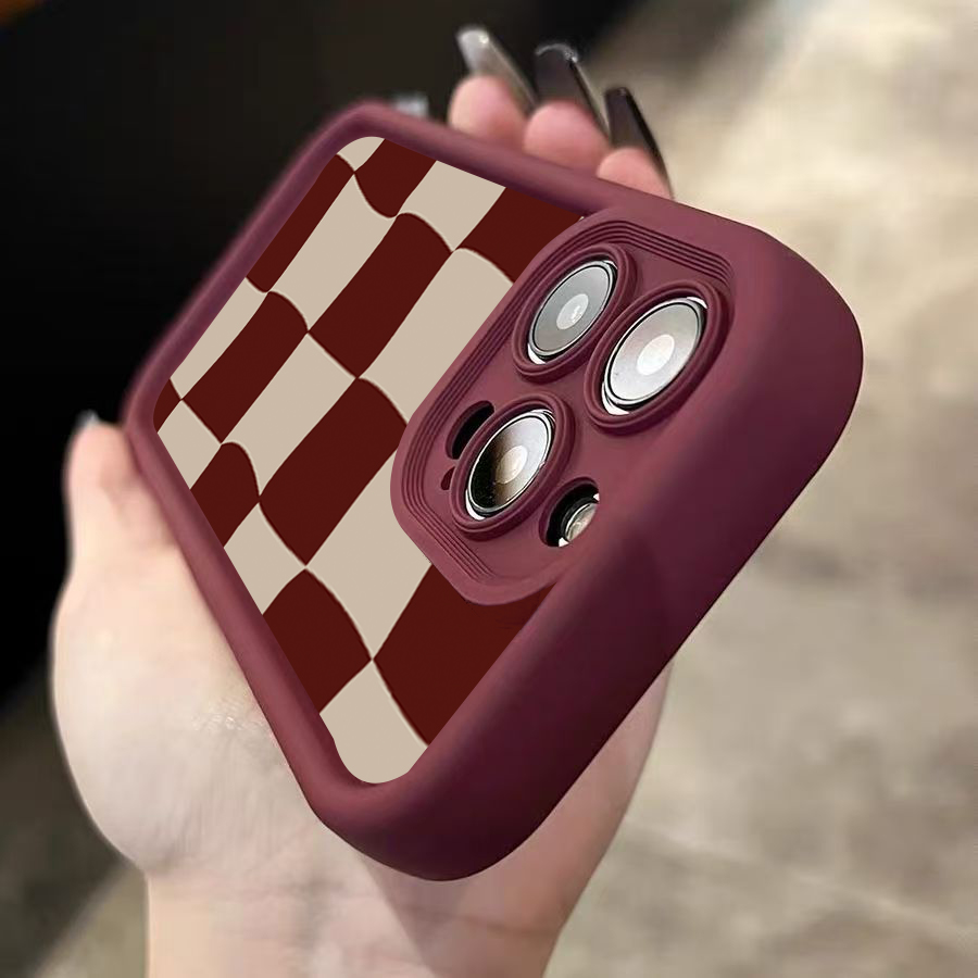 Wine Red Deform Grid Pattern P - Phone Accessories Red 评论和价格