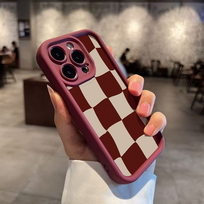 Wine Red Deform Grid Pattern P - Phone Accessories Red 评论和价格