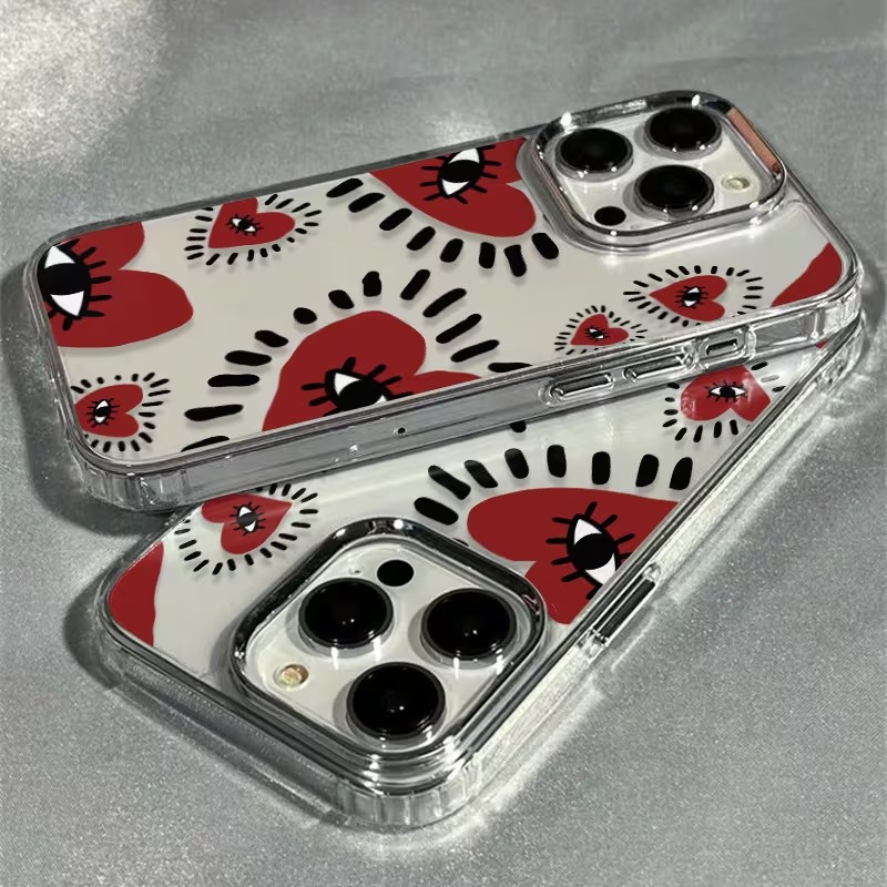 Unique Red Heart Eye Frame Sof - Phone Accessories Red 评论和价格