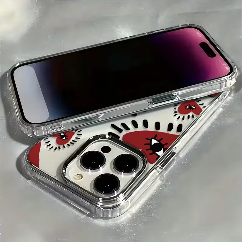 Unique Red Heart Eye Frame Sof - Phone Accessories Red 评论和价格