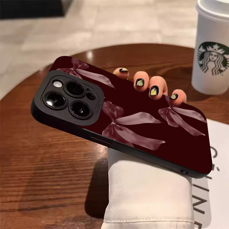 Wine Red Bowknot Pattern Soft  - Phone Accessories Red 评论和价格