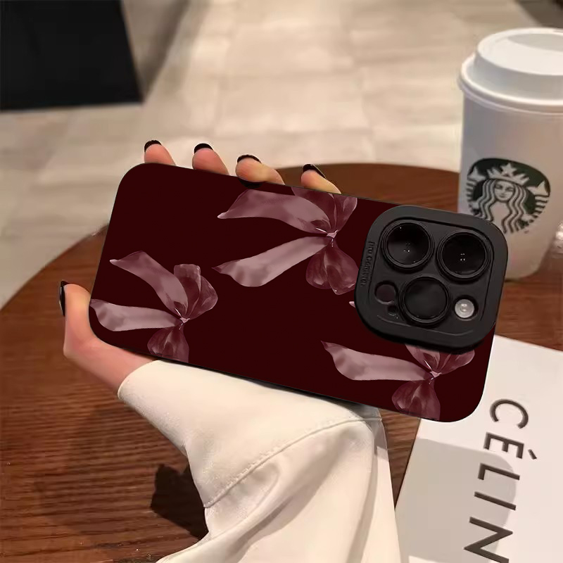 Wine Red Bowknot Pattern Soft  - Phone Accessories Red 评论和价格