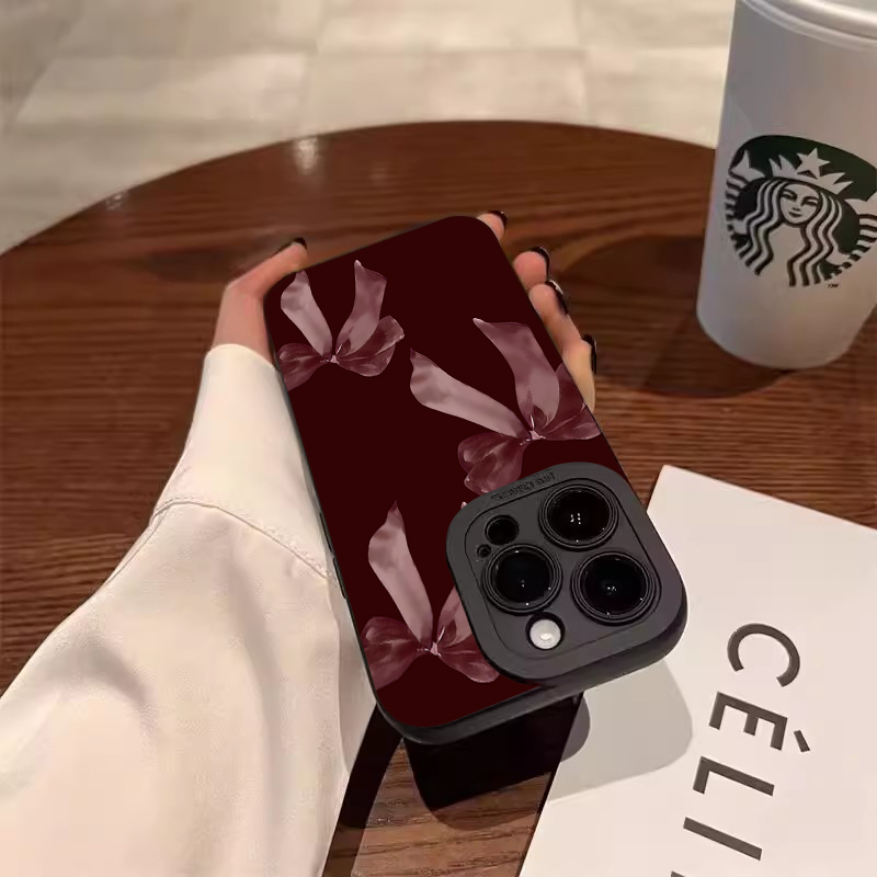 Wine Red Bowknot Pattern Soft  - Phone Accessories Red 评论和价格