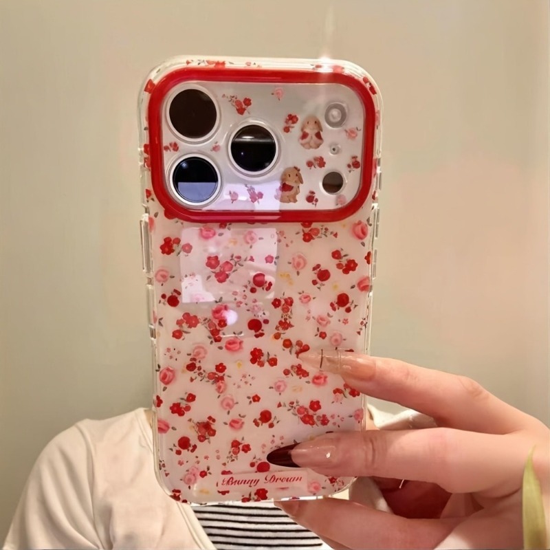 Lovely Cartoon Red Flowers Pat - Phone Accessories Red 评论和价格
