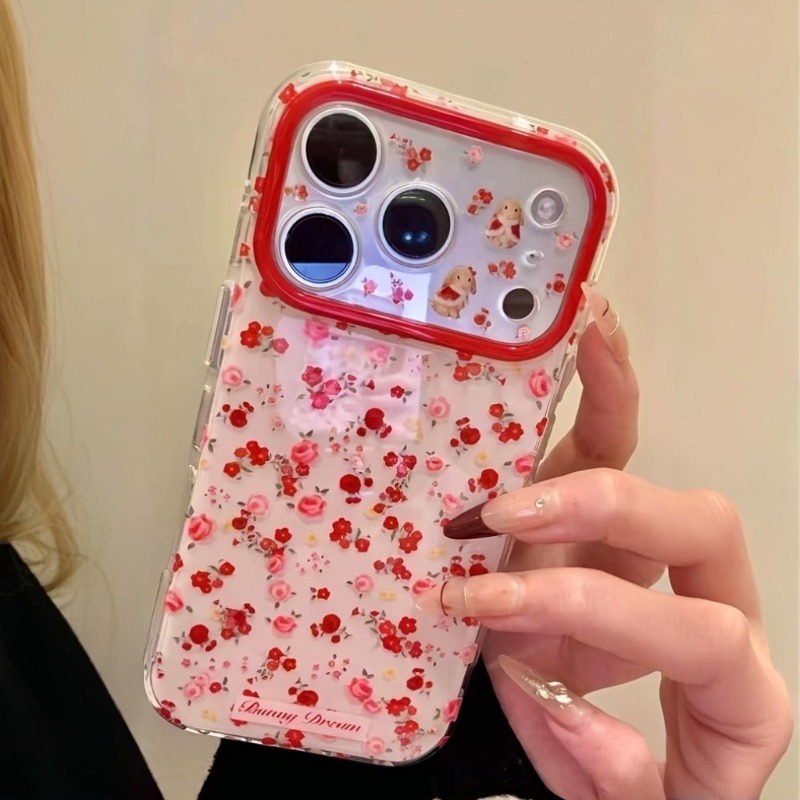 Lovely Cartoon Red Flowers Pat - Phone Accessories Red 评论和价格