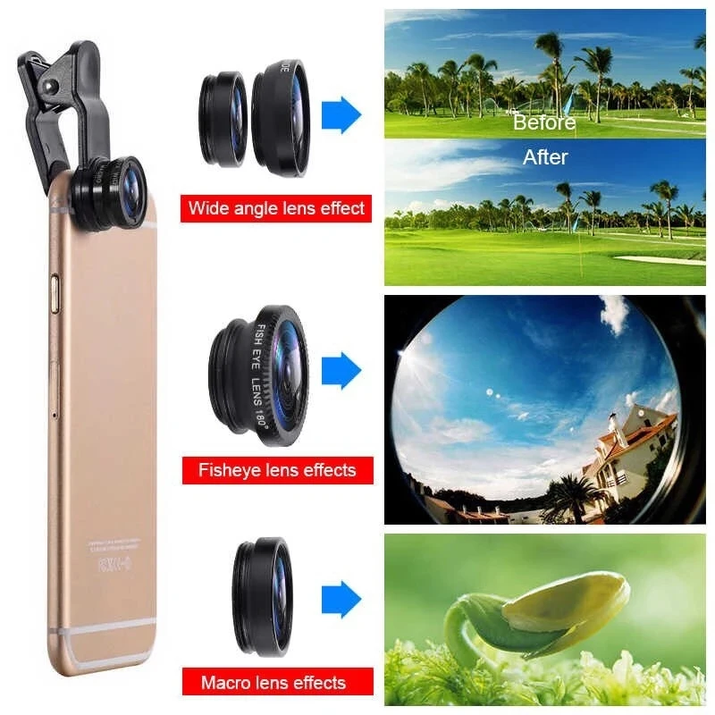 3in1 Fisheye Wide Angle Micro  - Lens Camera Clip 评论和价格