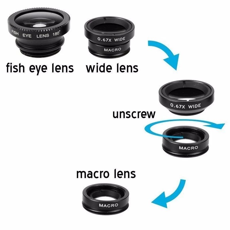 3in1 Fisheye Wide Angle Micro  - Lens Camera Clip 评论和价格